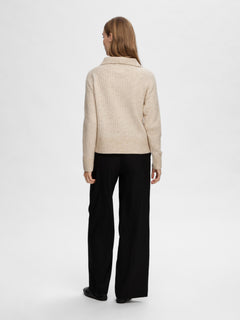 Lulu Mika Half Zip Ls Knit - Birch Melange