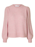 Lulu Ls Knit Rib O-Neck Noos - Bleached Mauve Melange