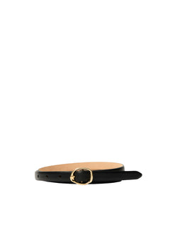 Feline Slim Leather Belt - Black