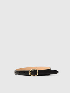 Feline Slim Leather Belt - Black