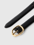 Feline Slim Leather Belt - Black