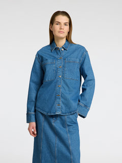 Evelyn Ls Shirt - Medium Blue Denim
