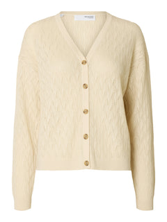 Agny Ls Knit Structure Cardigan - Birch