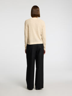 Agny Ls Knit Structure Cardigan - Birch