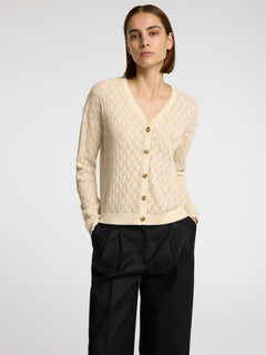 Agny Ls Knit Structure Cardigan - Birch