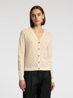 Agny Ls Knit Structure Cardigan - Birch