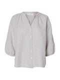 Cleo-Alberta Linen Blend Shirt - Bright White Chocolate Chip