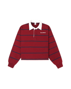 Serif Logo Rugby Polo - Merlot/White/Dark Navy