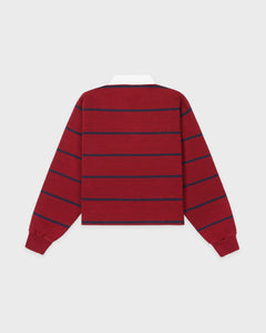 Serif Logo Rugby Polo - Merlot/White/Dark Navy
