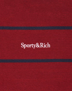 Serif Logo Rugby Polo - Merlot/White/Dark Navy