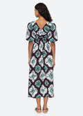 Aveline Tie Dye Print Puff Slv Dress - Teal