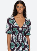 Aveline Tie Dye Print Puff Slv Dress - Teal