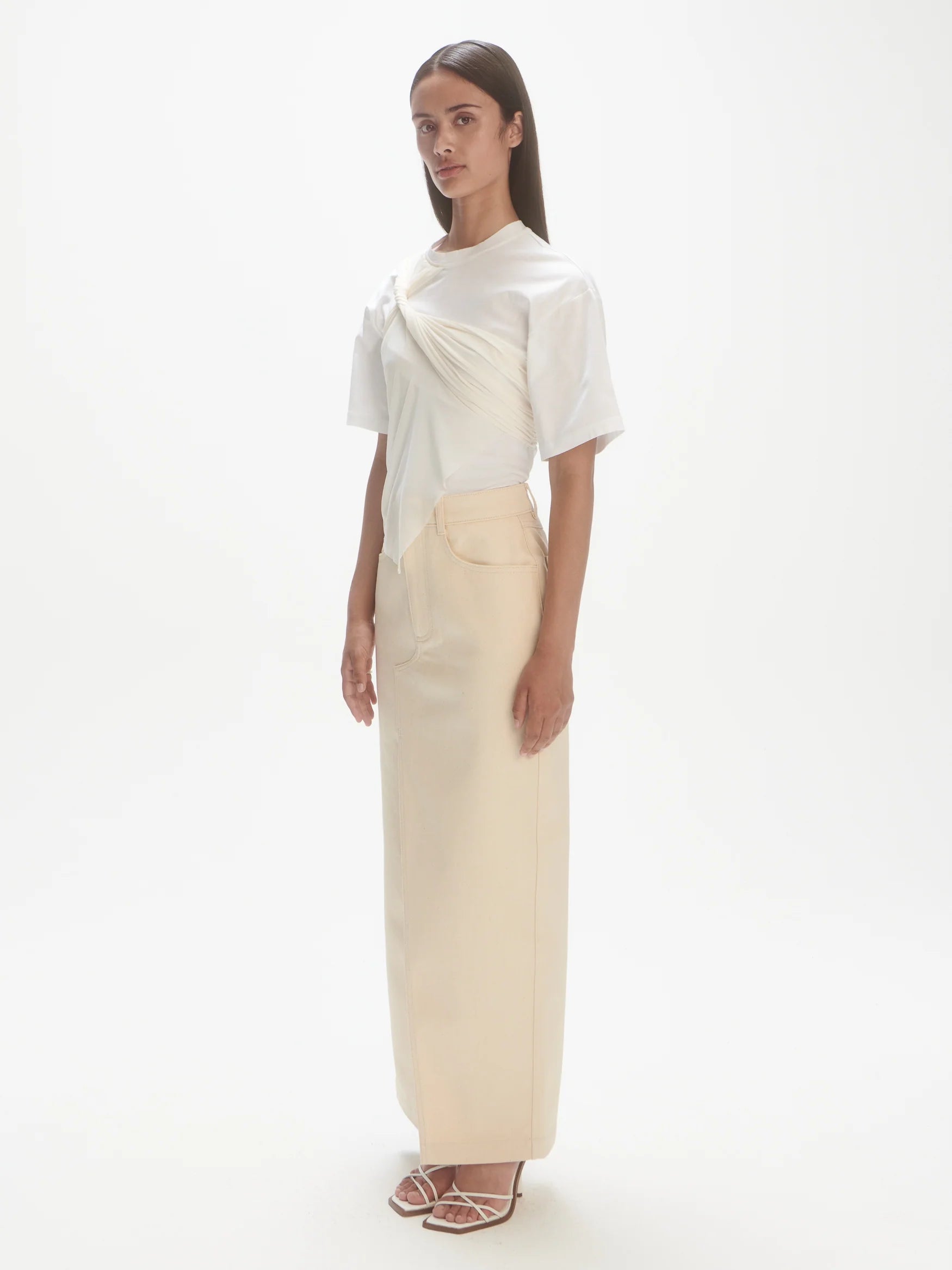 Long Denim Skirt - Raw Cotton