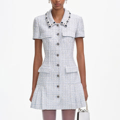 Boucle Mini Dress - Blue