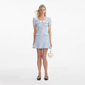 Check Knit Mini Dress - Blue