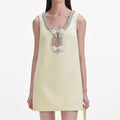 Crepe Bow Mini Dress - Yellow