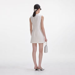 Boucle Bow Mini Dress - Cream