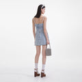 Denim Pearl Mini Dress - Light Blue