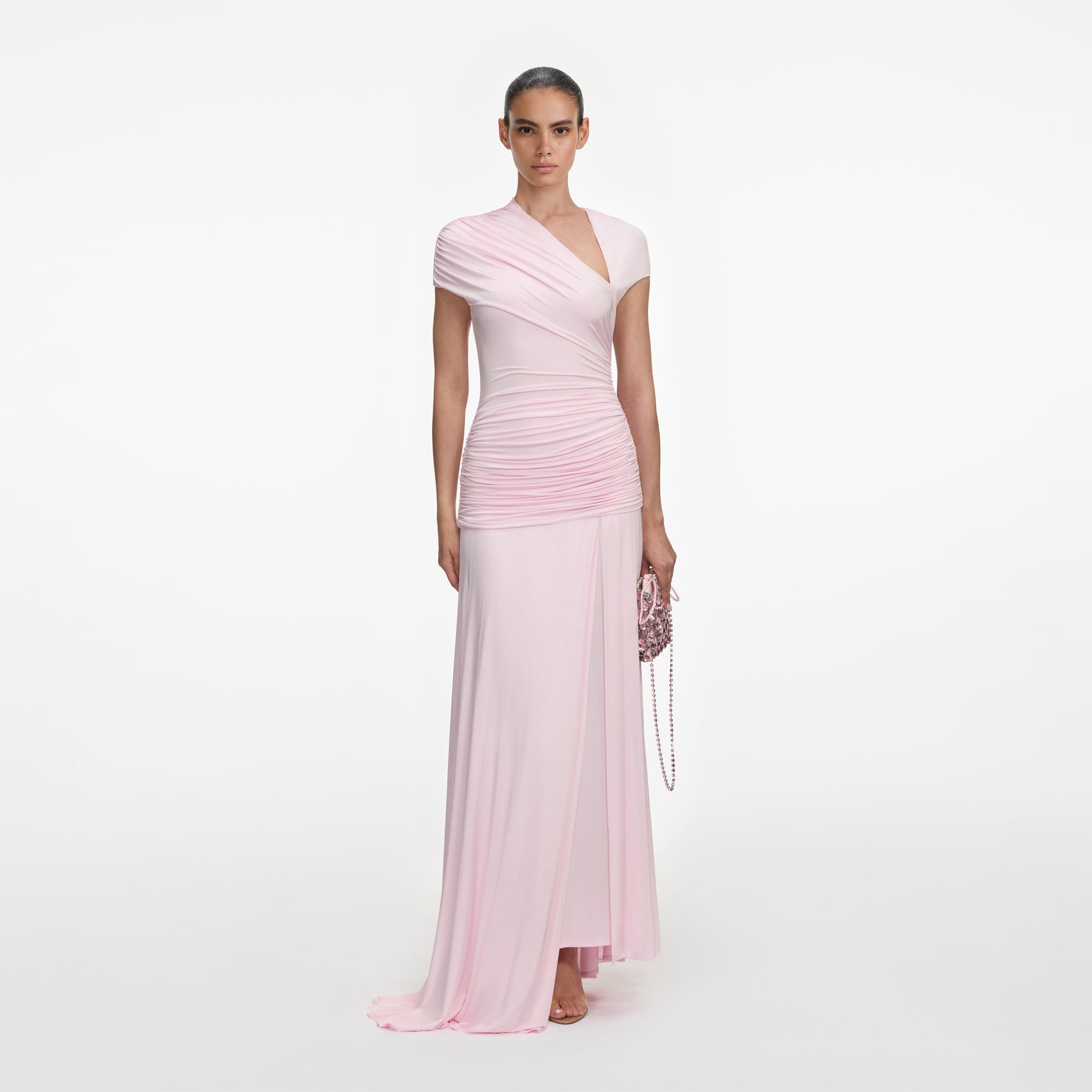 Jersey Draped Maxi Dress - Pink
