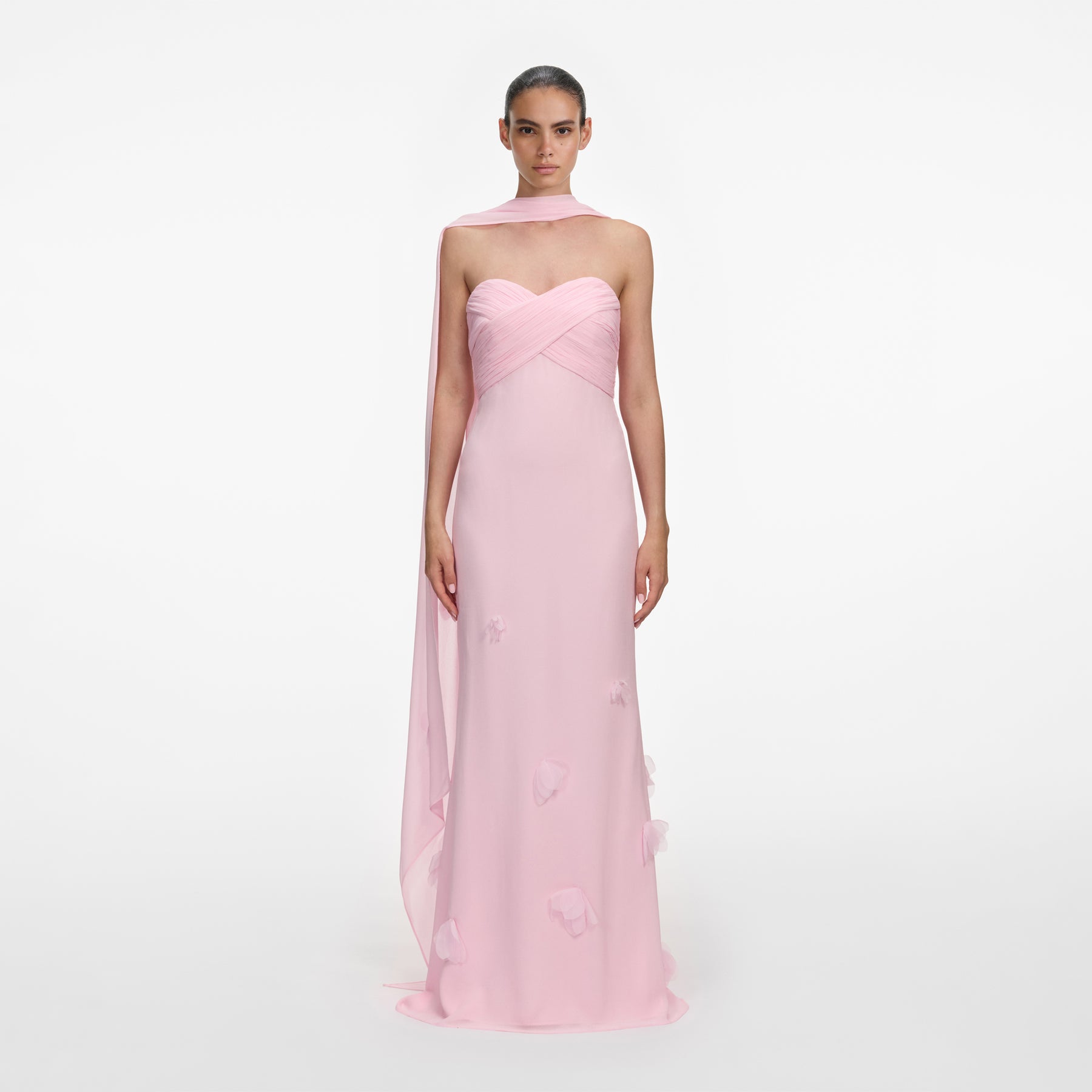 Georgette Scarf Maxi Dress - Pink