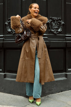 Renee Faux Leather Coat - Light Brown