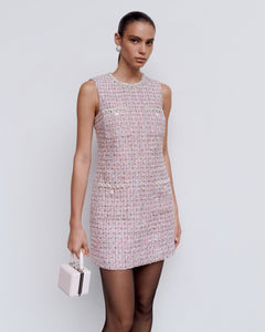 Boucle Sleeveless Mini Dress - Pink