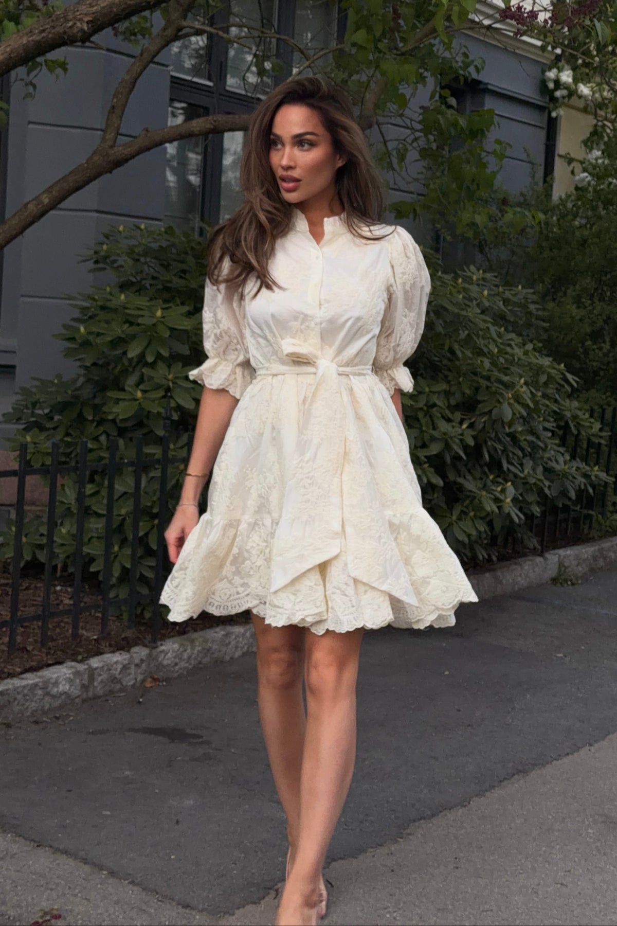 Saga Wide Lace Dress - Off White
