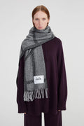 Scarf Svea Wool Mix - Light Grey Melange/Black