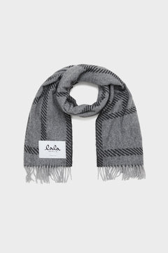 Scarf Svea Wool Mix - Light Grey Melange/Black