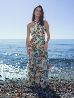 Paloma Halterneck Chiffon Maxi Dress - Botanic Florals