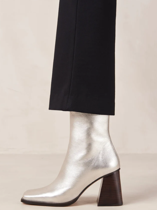 South Leather Ankle Boots - Shimmer Silver