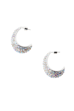 Small Crescent Hoops - Silver/Ab
