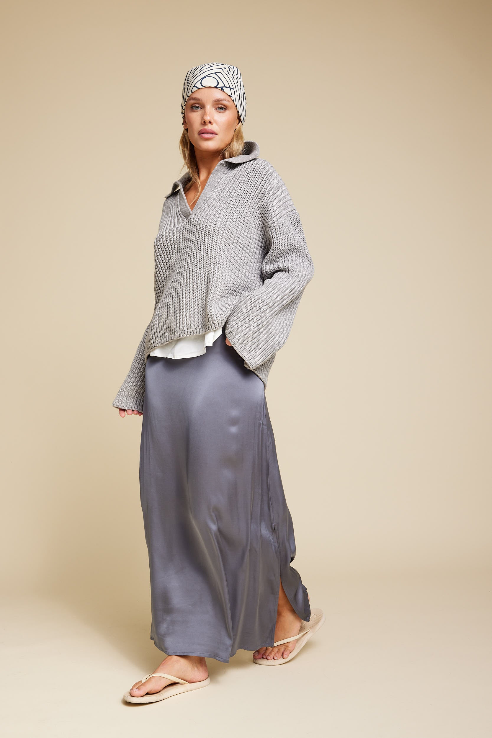 Rikke Viscose Satin - Grey