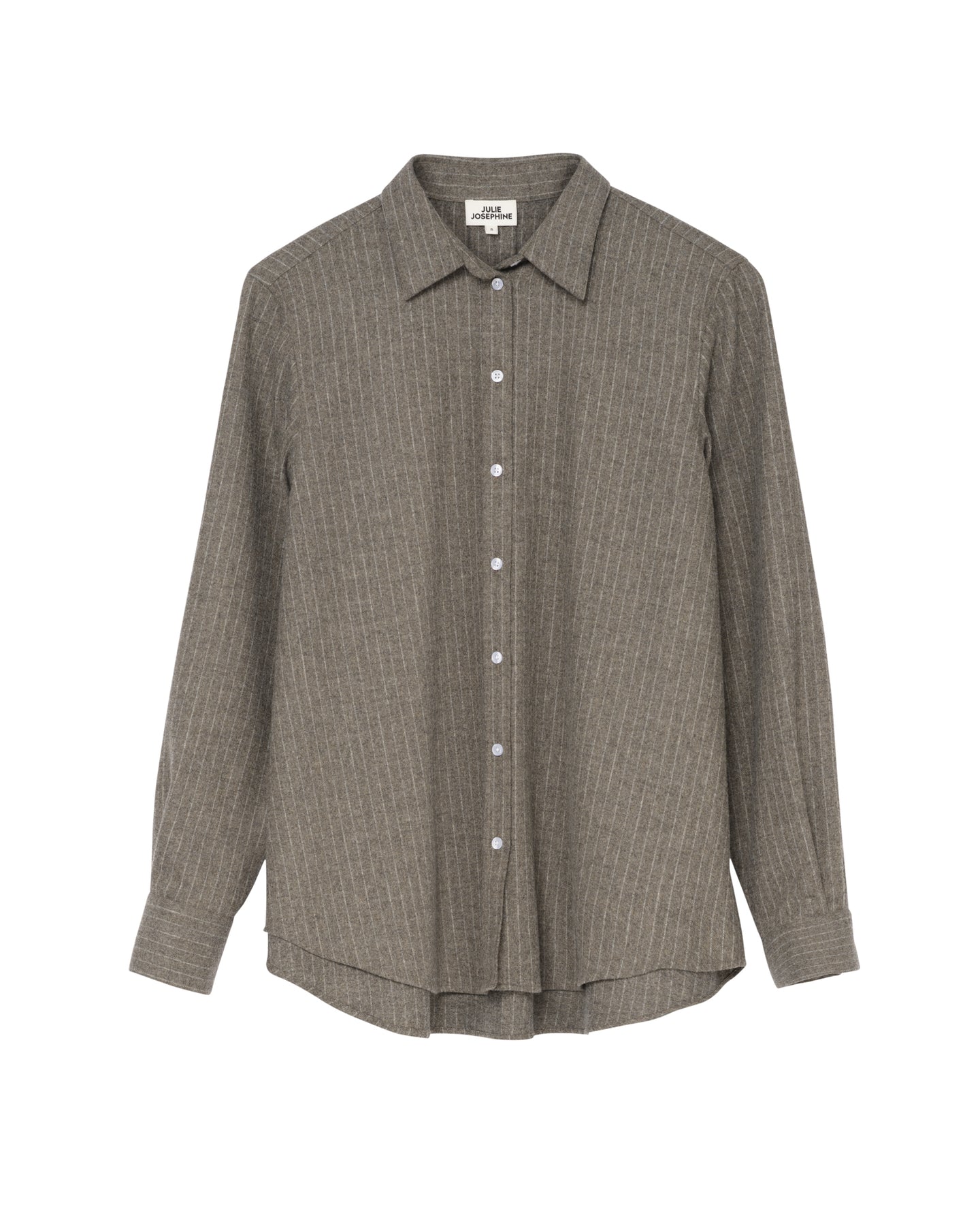 Sophie Wool Blend Shirt - Grey Stripe