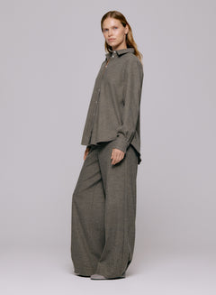 Sophie Wool Blend Shirt - Grey Stripe