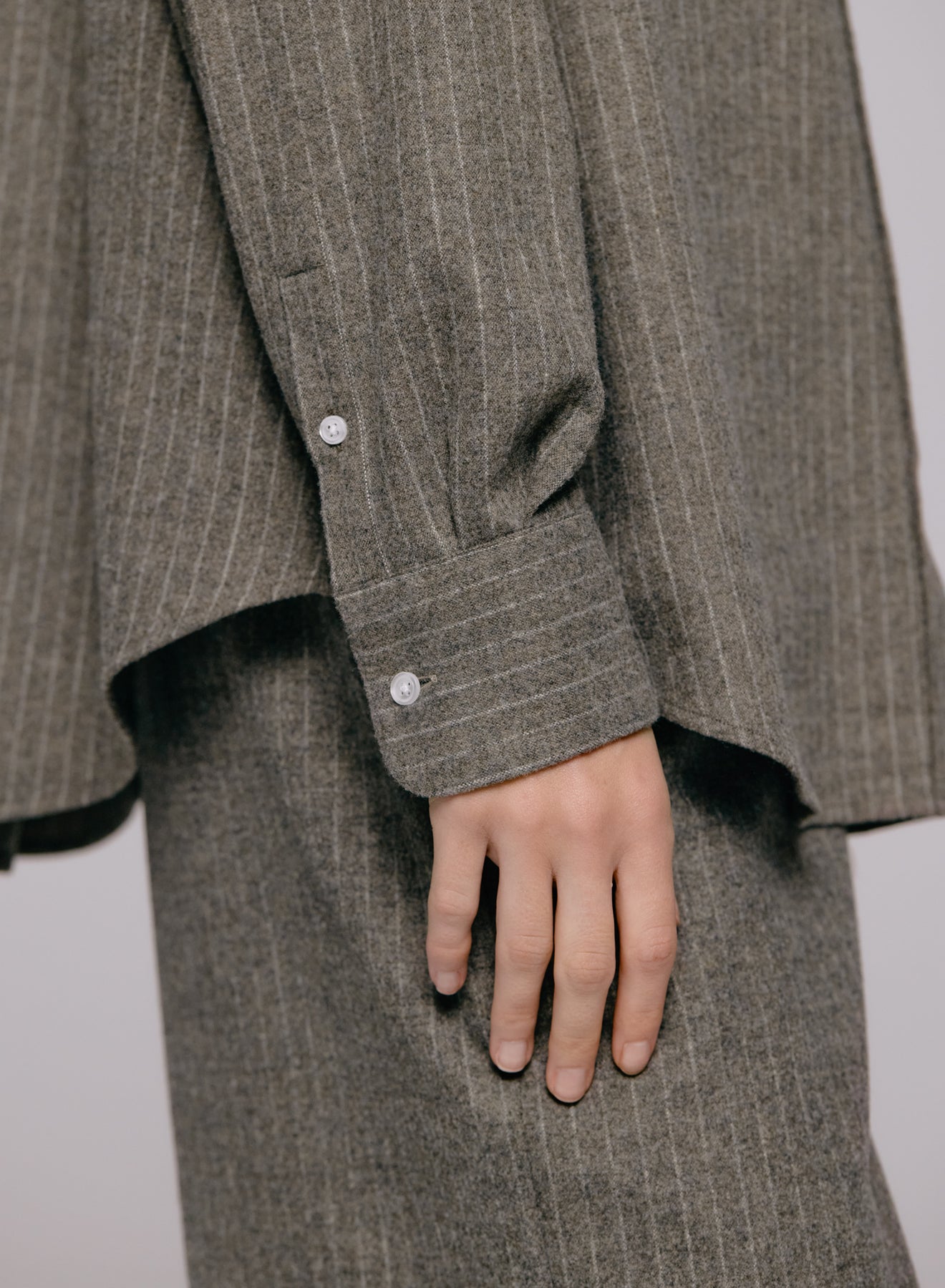 Sophie Wool Blend Shirt - Grey Stripe