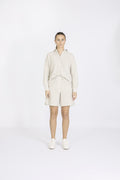 Vittoria Hw Wide Striped Shorts B - Snow White Grey Stripes