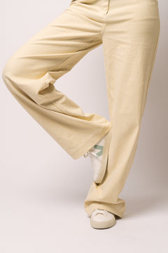 Striped Twill Wide Pants - Straw Comb.
