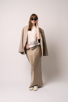 Bar Silk Maxi Skirt - Taupe