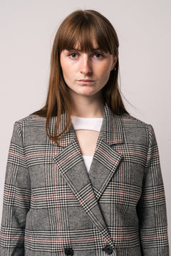 Madeleine Blazer - Grey And Red Plaid