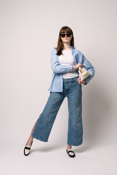 Pixie Le Slim Palazzo Side Slit - Gloomy Skies