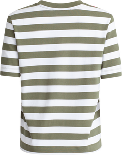 Essential Ss Striped Boxy Tee Wide - Olivine Bright White
