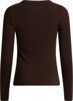 Dianna Ls O-Neck Top - Coffee Bean