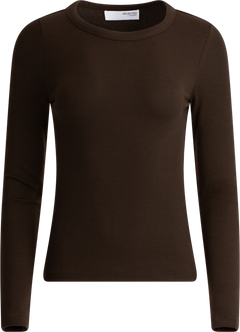 Dianna Ls O-Neck Top - Coffee Bean