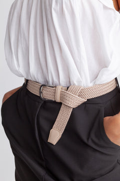 Shiny Silk Elastic Belt - Beige