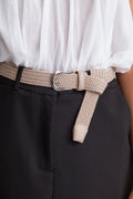 Shiny Silk Elastic Belt - Beige