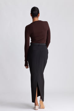 Dianna Ls O-Neck Top - Coffee Bean