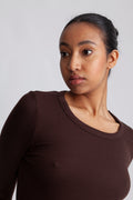 Dianna Ls O-Neck Top - Coffee Bean