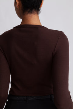 Dianna Ls O-Neck Top - Coffee Bean