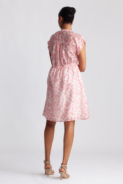 Isadora Ss Shirt Dress Aop - Chalk Pink Flower